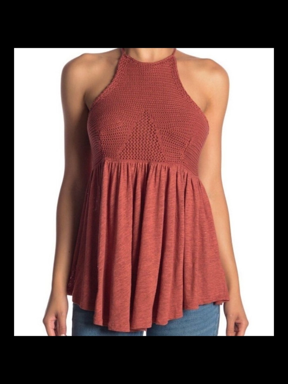 Free People Rust Crochet Halter Camisole